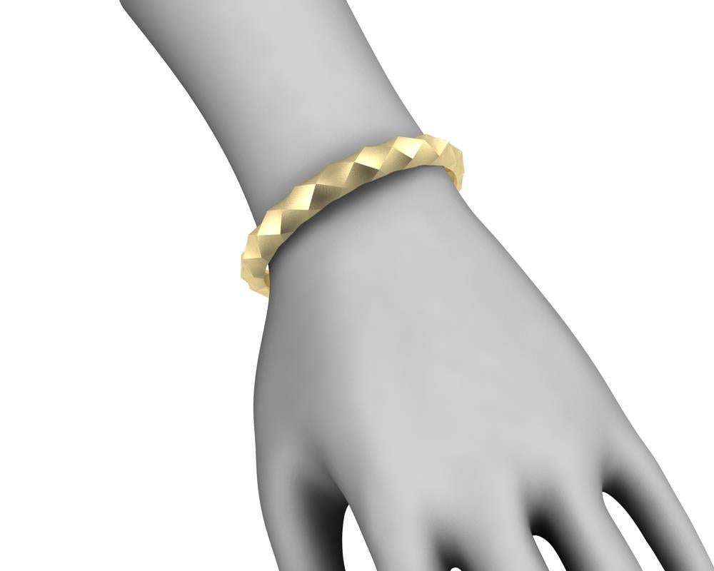 Contemporary 14 Karat Yellow Gold Concave Rhombus  Bangle Bracelet For Sale