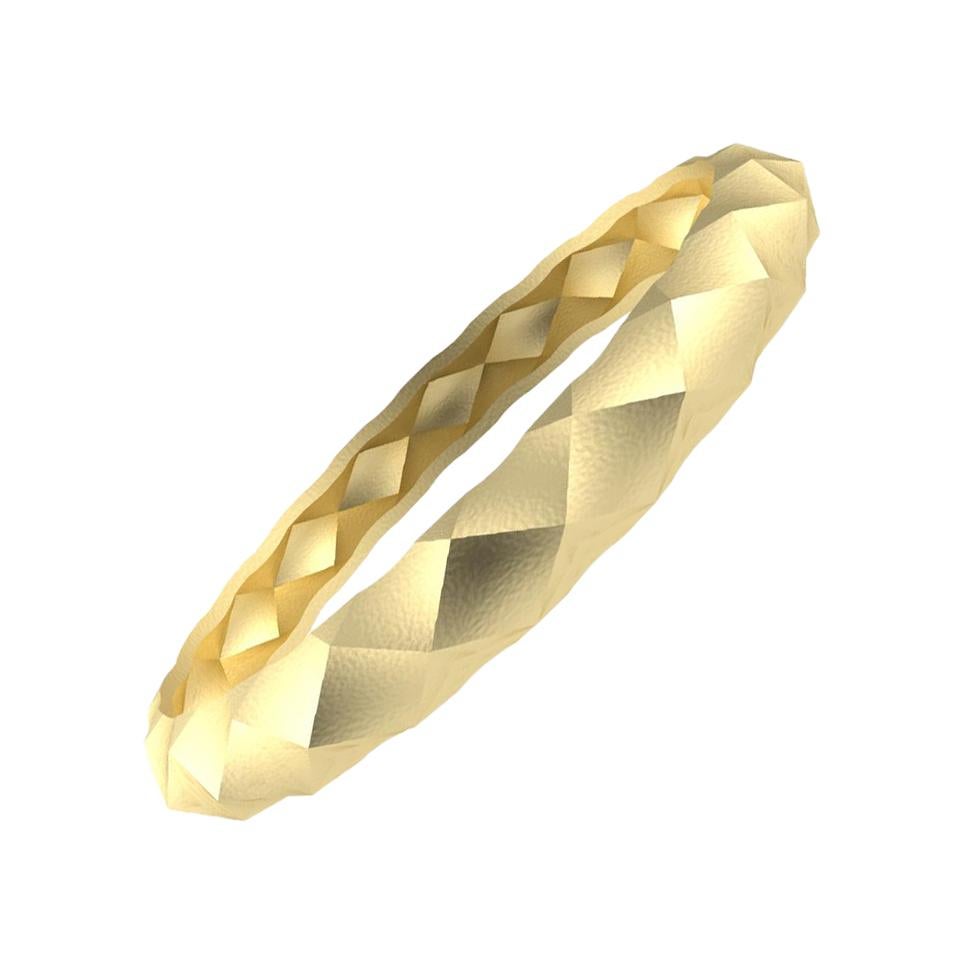 Women's or Men's 14 Karat Yellow Gold Concave Rhombus  Bangle Bracelet For Sale