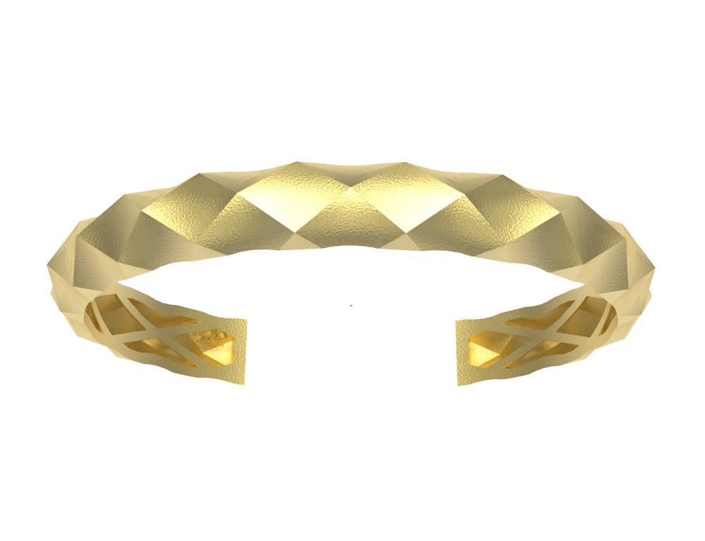 Rhombus Unisex-Manschettenarmband aus 14 Karat Gelbgold mit Konkaven im Angebot 7