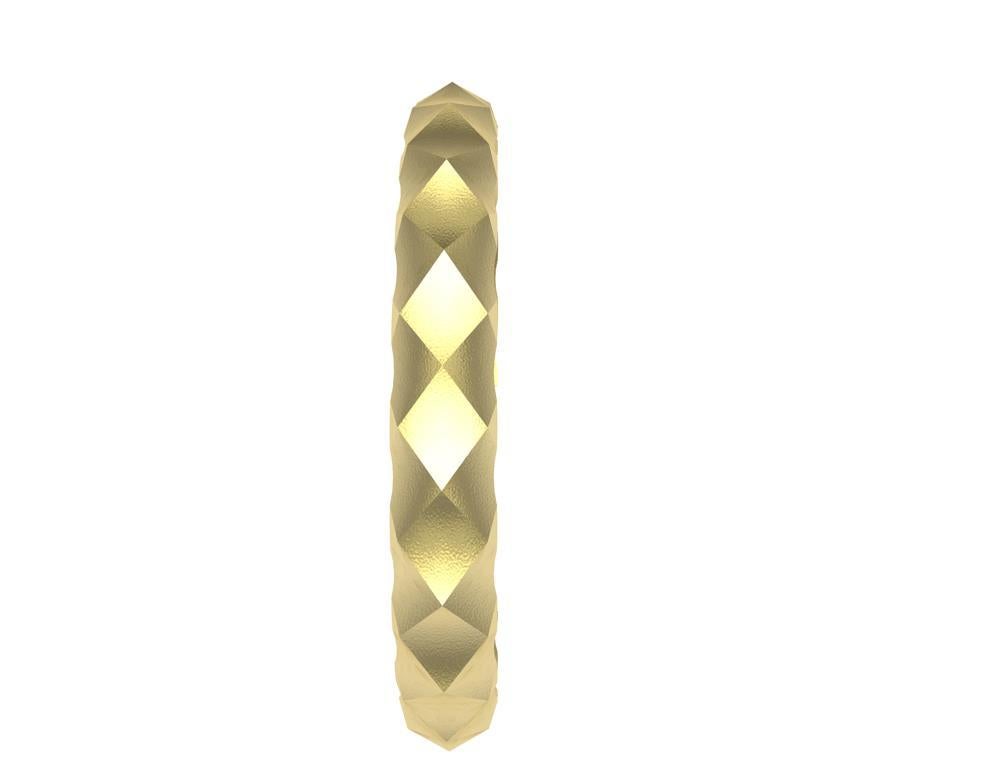 Bracelet manchette unisexe en or jaune 14 carats avec losanges concaves en vente 8