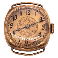 Used 14 Karat Yellow Gold Concord Watch Head Fancy Art Deco Style Dial