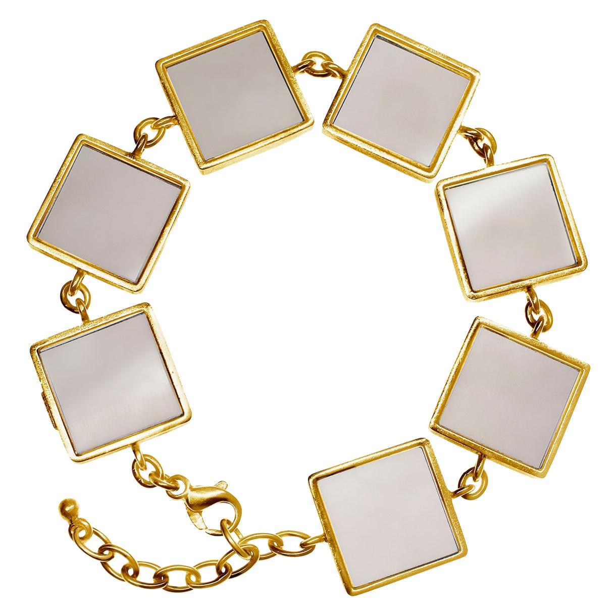 Bracelet à maillons en or jaune contemporain avec quartz fumé en vente
