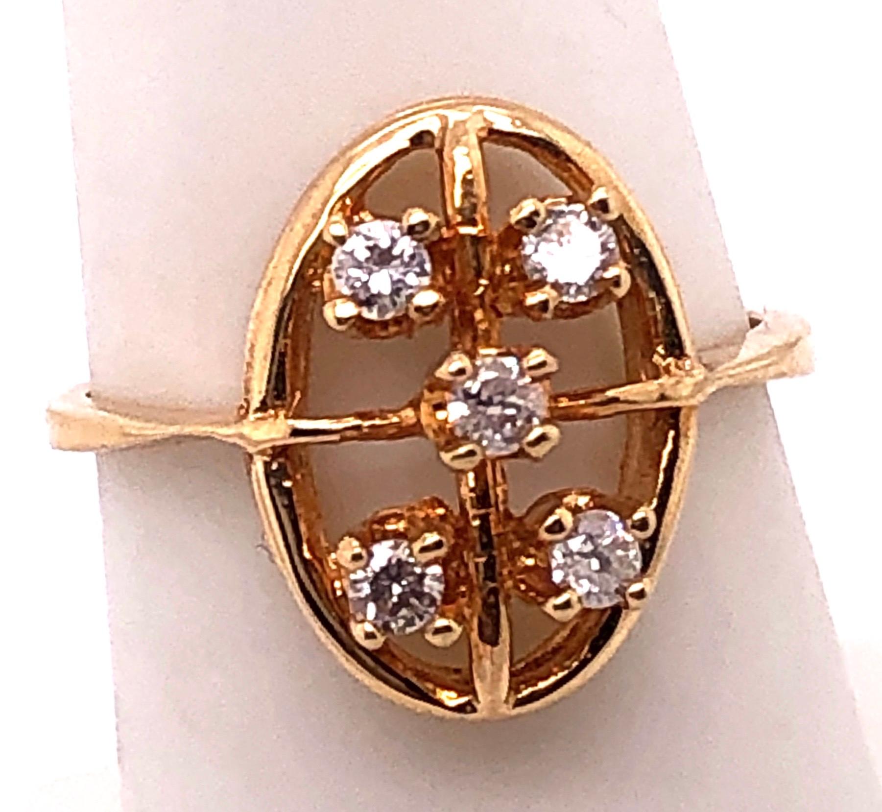 Round Cut 14 Karat Yellow Gold Contemporary Ring with Diamonds 0.50 TDW For Sale