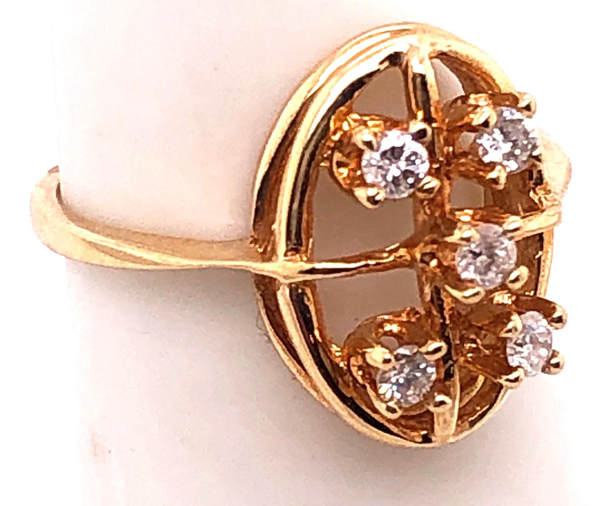 14 Karat Yellow Gold Contemporary Ring with Diamonds 0.50 TDW For Sale 1