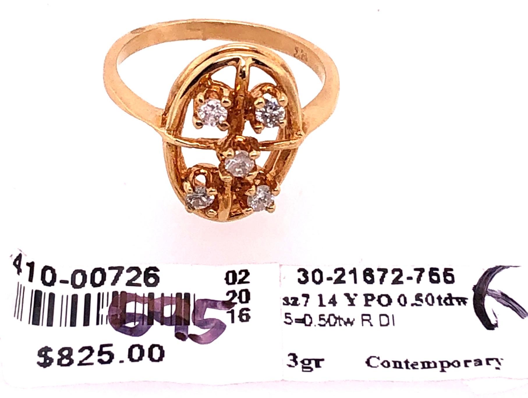 14 Karat Yellow Gold Contemporary Ring with Diamonds 0.50 TDW For Sale 2