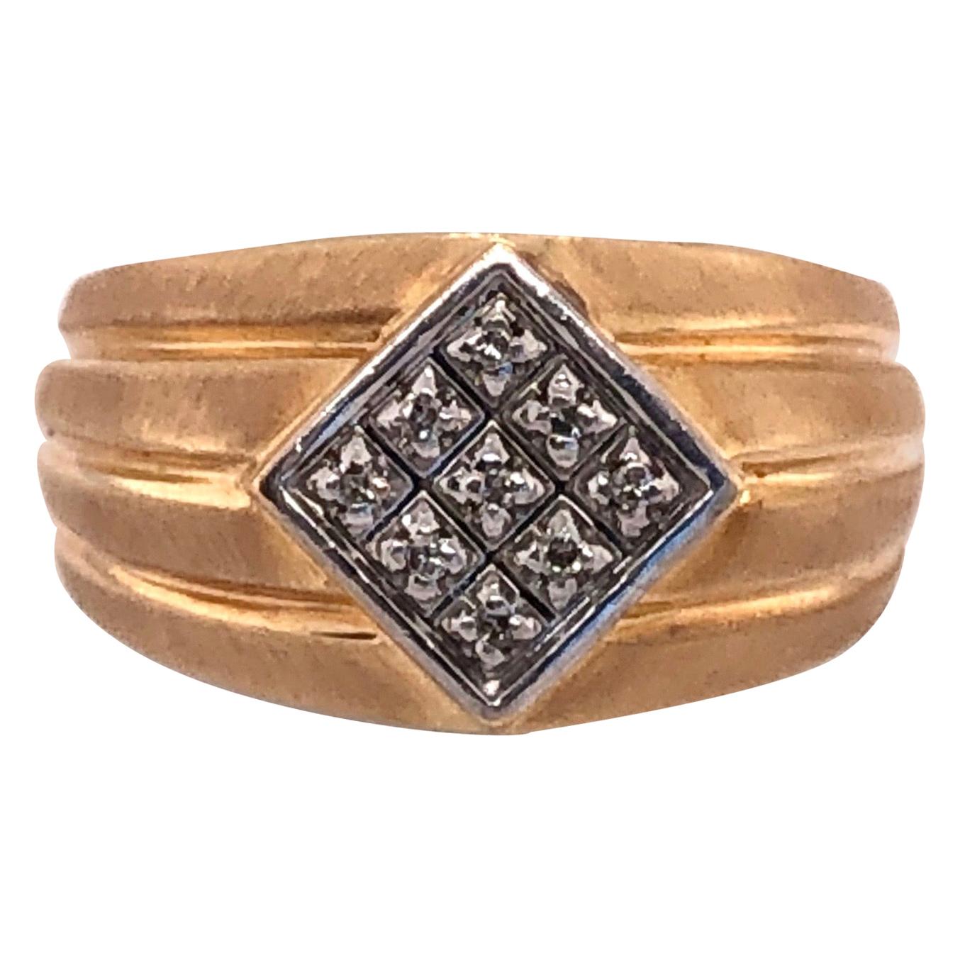14 Karat Yellow Gold Contemporary Ring with Diamonds For Sale