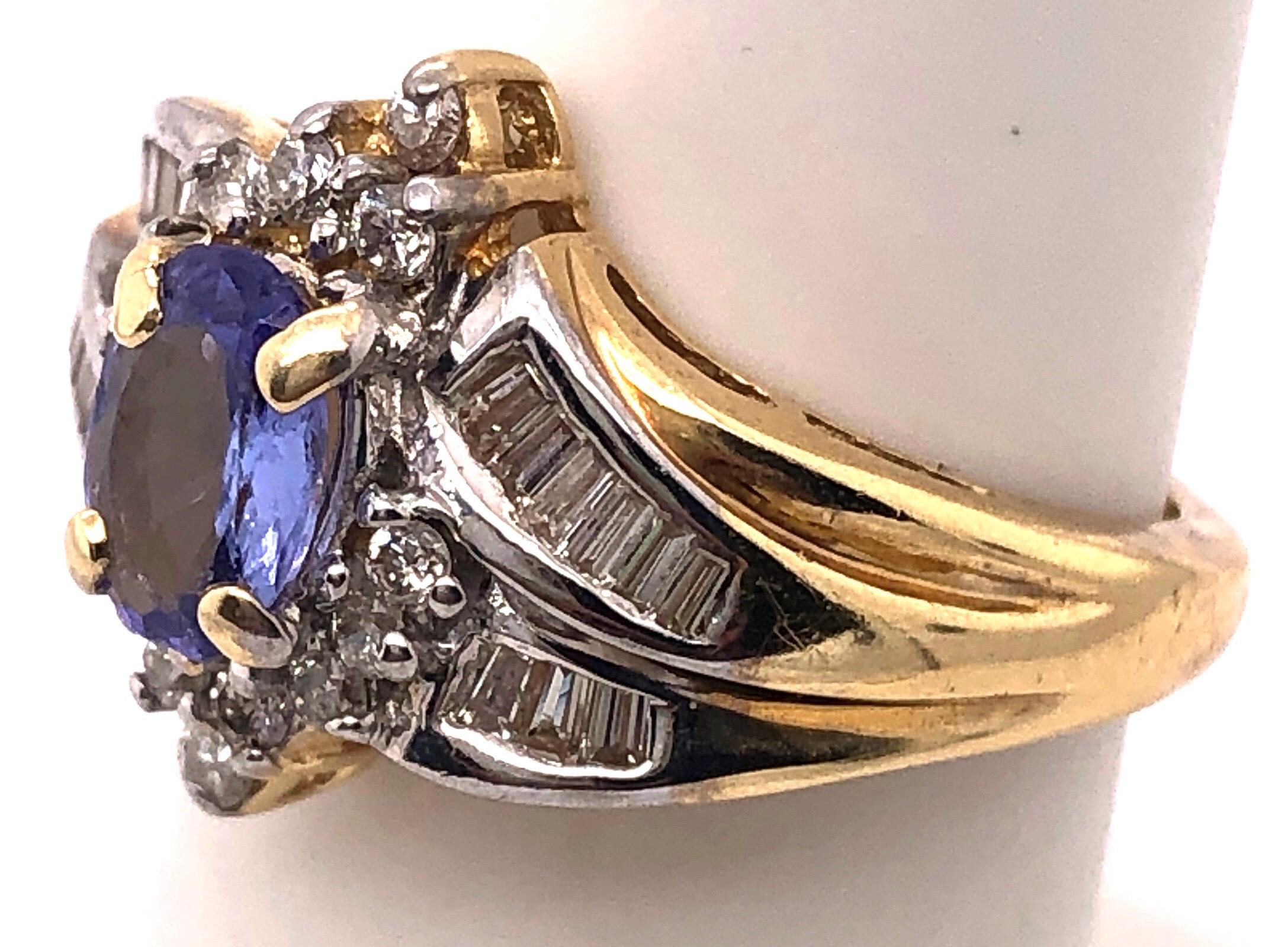 14 Karat Yellow Gold Contemporary Ring with Topaz and Diamonds In Good Condition For Sale In Stamford, CT