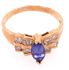 14 Karat Yellow Gold Contemporary Ring with Amethyst and Diamonds