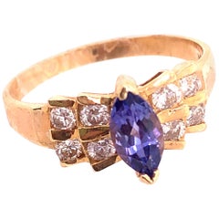 Zeitgenössischer Ring aus 14 Karat Gelbgold mit Türkis und Diamanten