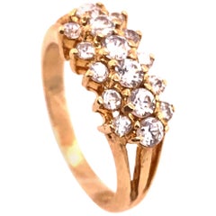 14 Karat Yellow Gold Contemporary Three-Tier Diamond Ring 1.00 TDW