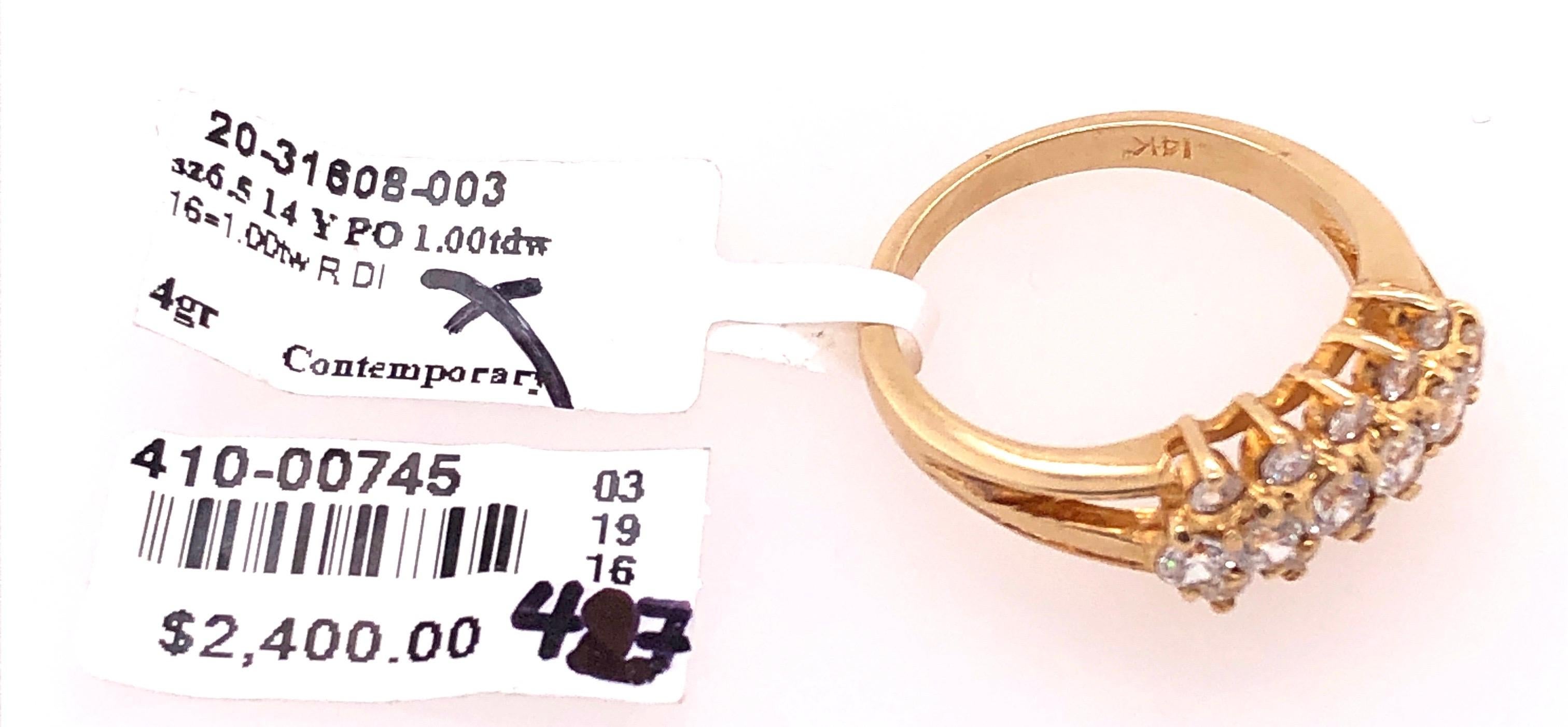 14 Karat Yellow Gold Contemporary Three-Tier Diamond Ring 1.00 TDW For Sale 3