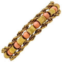 Used 14 Karat Yellow Gold Coral Bead Bracelet
