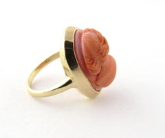 14 Karat Yellow Gold Coral Cameo Ring