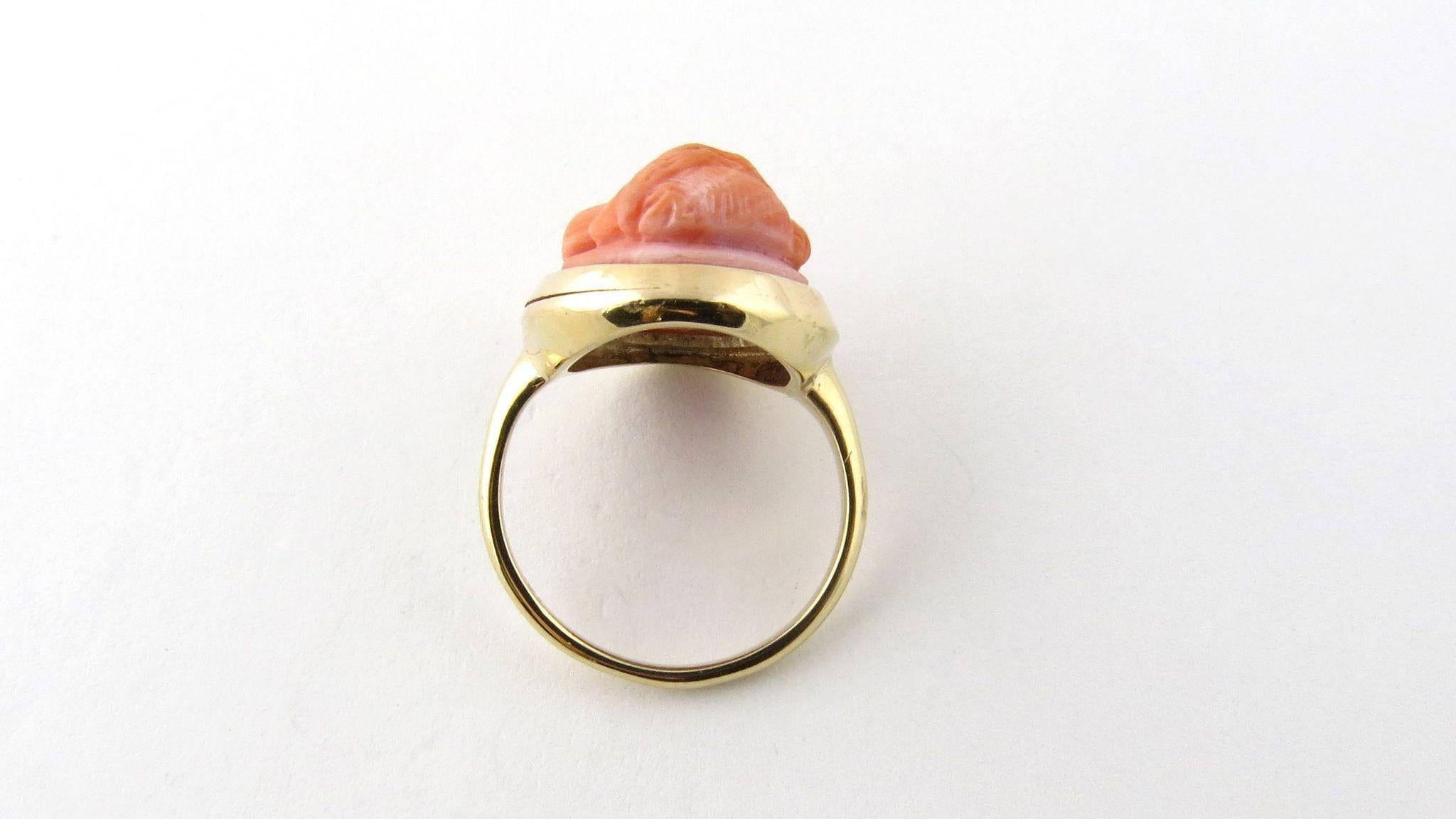 Women's 14 Karat Yellow Gold Coral Cameo Ring For Sale