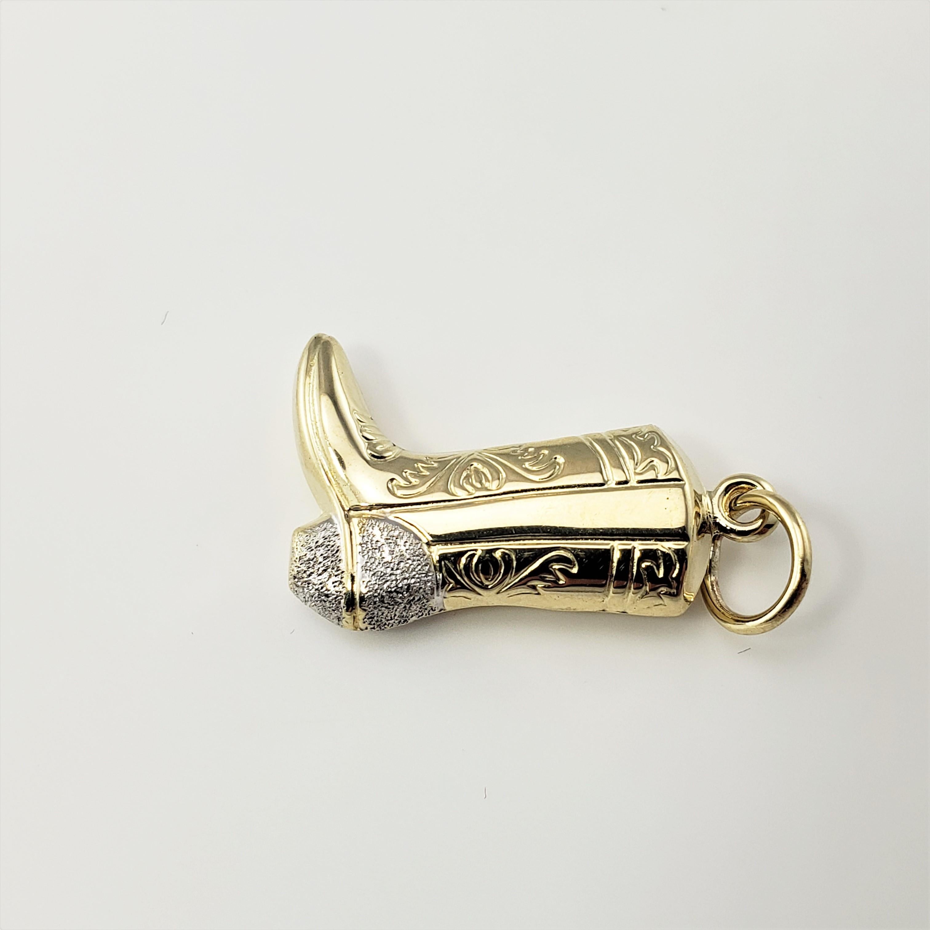 14 Karat Yellow Gold Cowboy Boot Charm In Good Condition In Washington Depot, CT