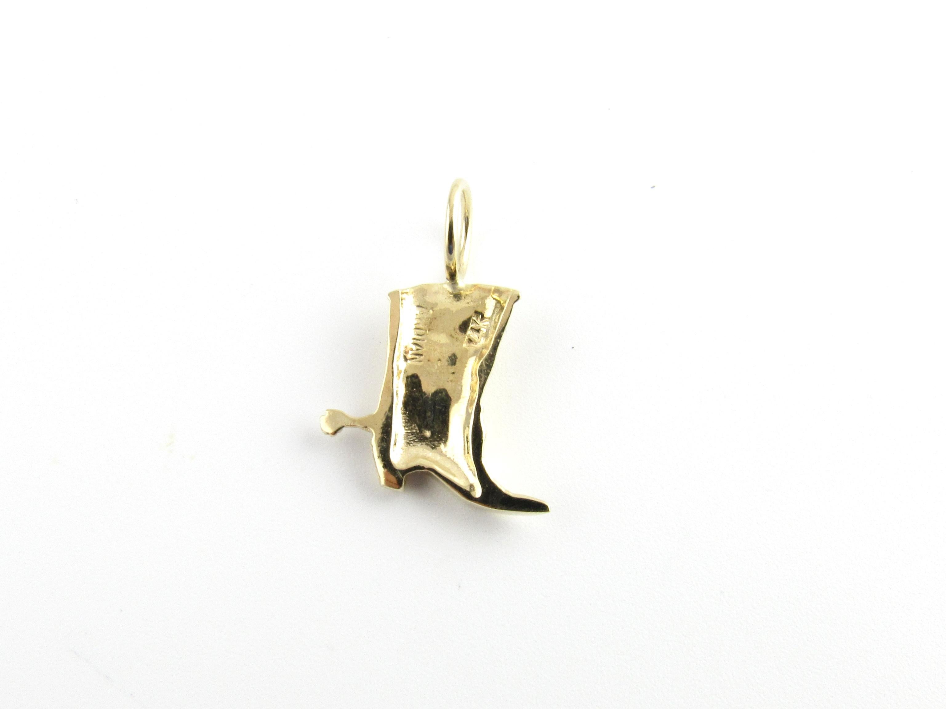 14 Karat Yellow Gold Cowboy Boot Charm In Good Condition In Washington Depot, CT