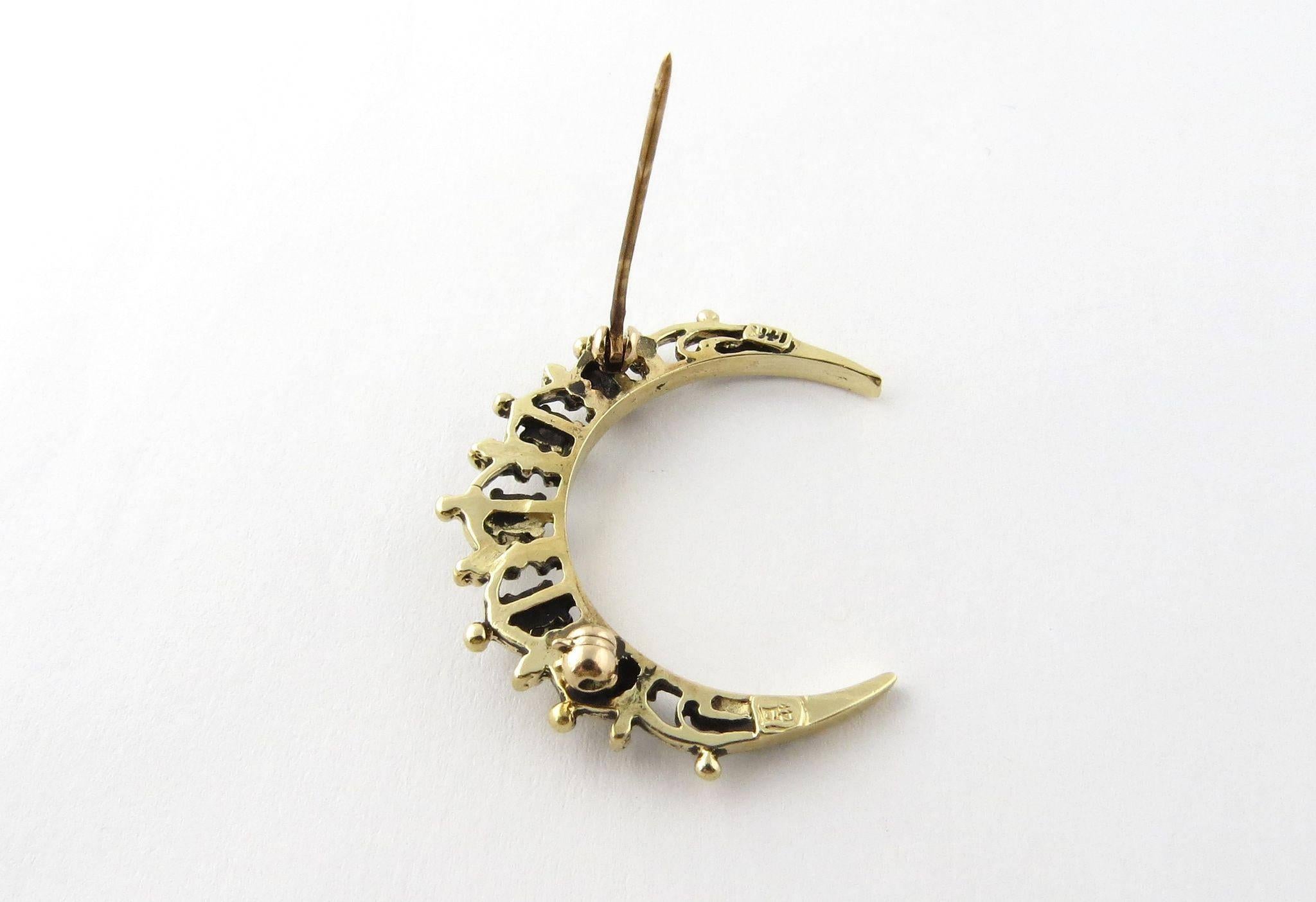 Women's 14 Karat Yellow Gold Crescent Moon Opal Pin Brooch