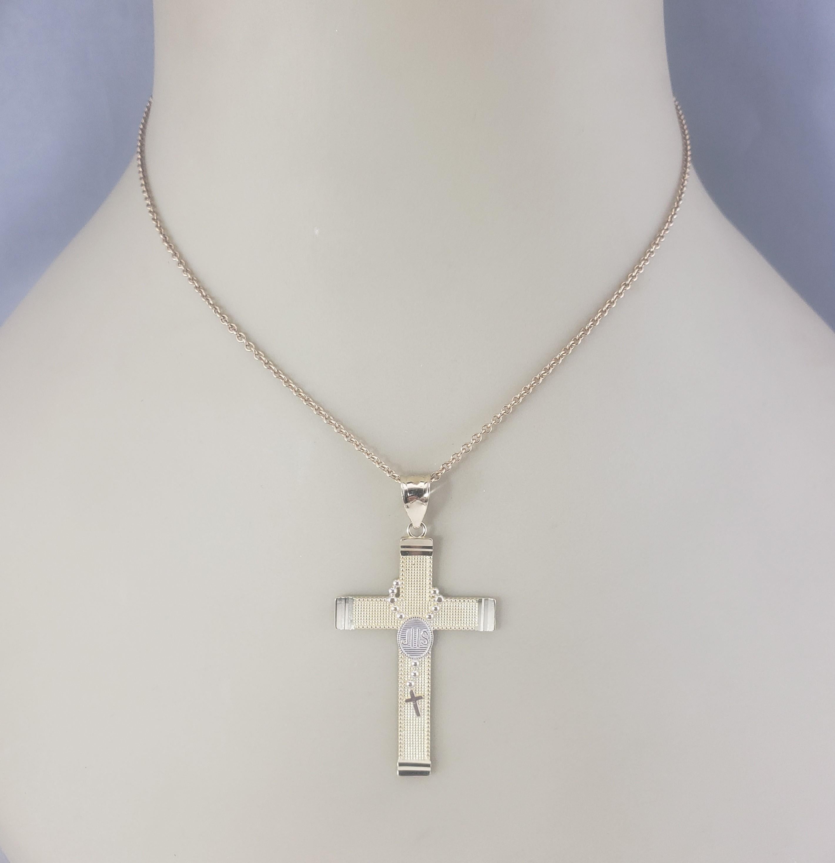 14 Karat Yellow Gold Cross and Rosary Bead Pendant #16753 For Sale 2