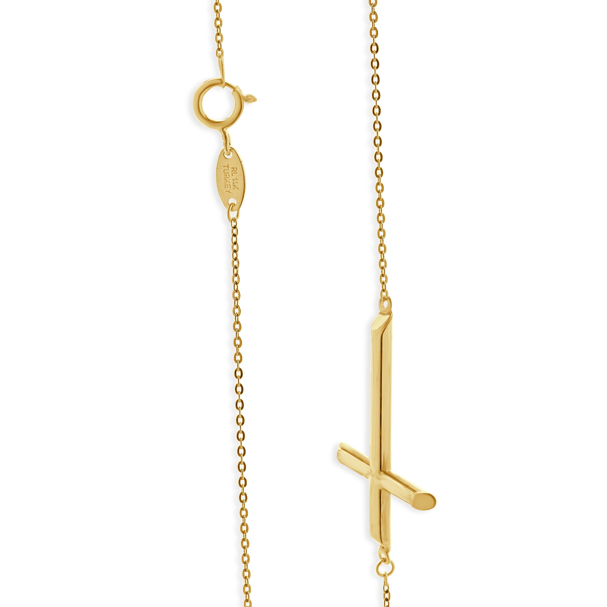 14 Karat Gelbgold Kreuz Halskette im Zustand „Hervorragend“ im Angebot in Scottsdale, AZ