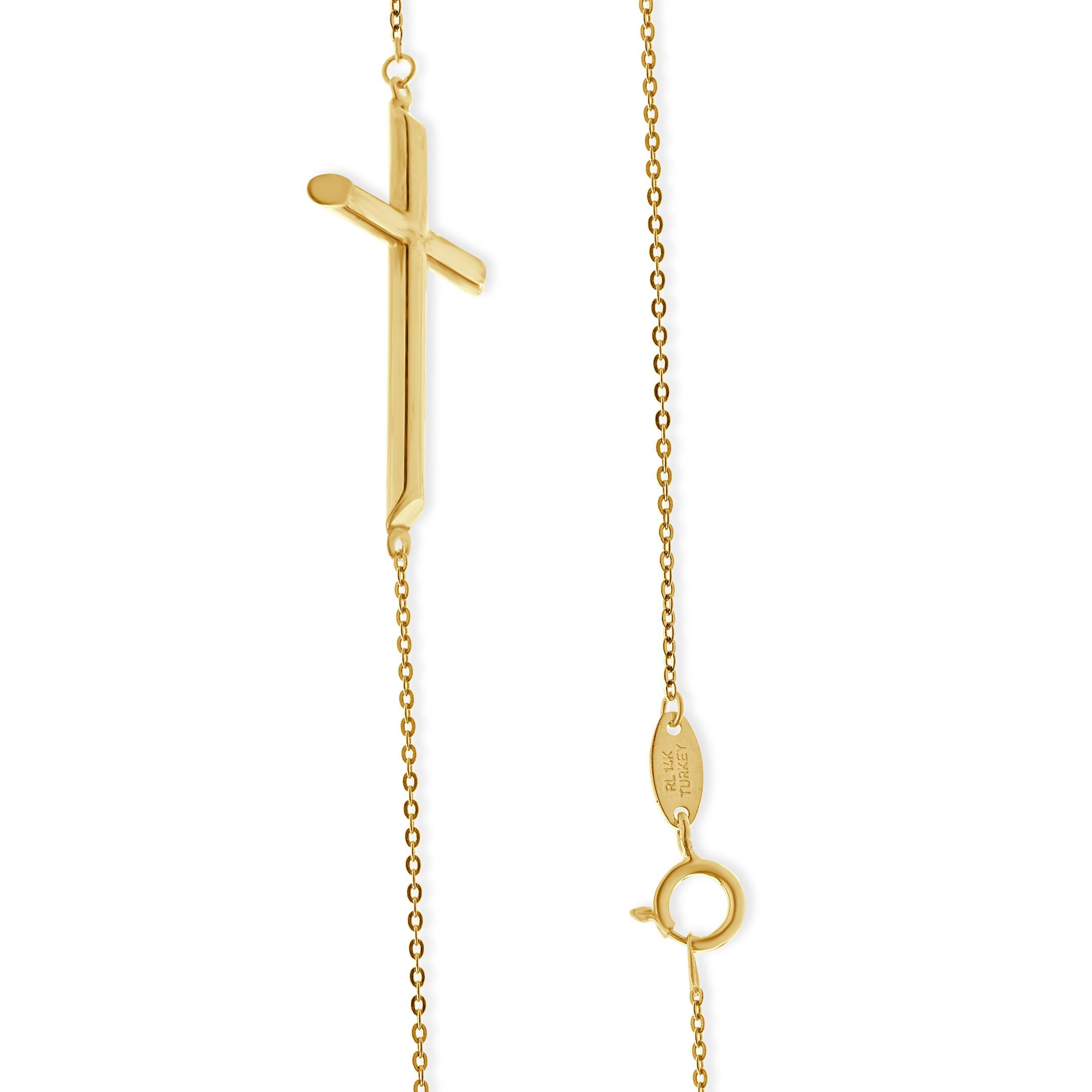 14 Karat Gelbgold Kreuz Halskette für Damen oder Herren im Angebot