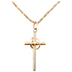 14 Karat Yellow Gold Cross Necklace