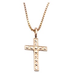 14 Karat Yellow Gold Cross Necklace