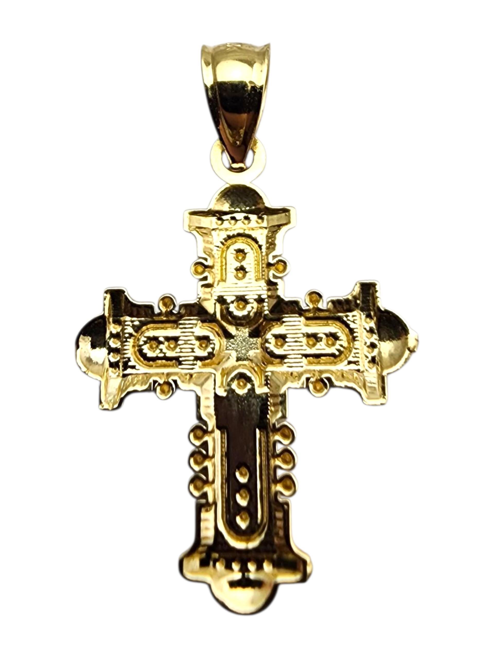 Pendentif croix en or jaune 14 carats #23696 en vente 5