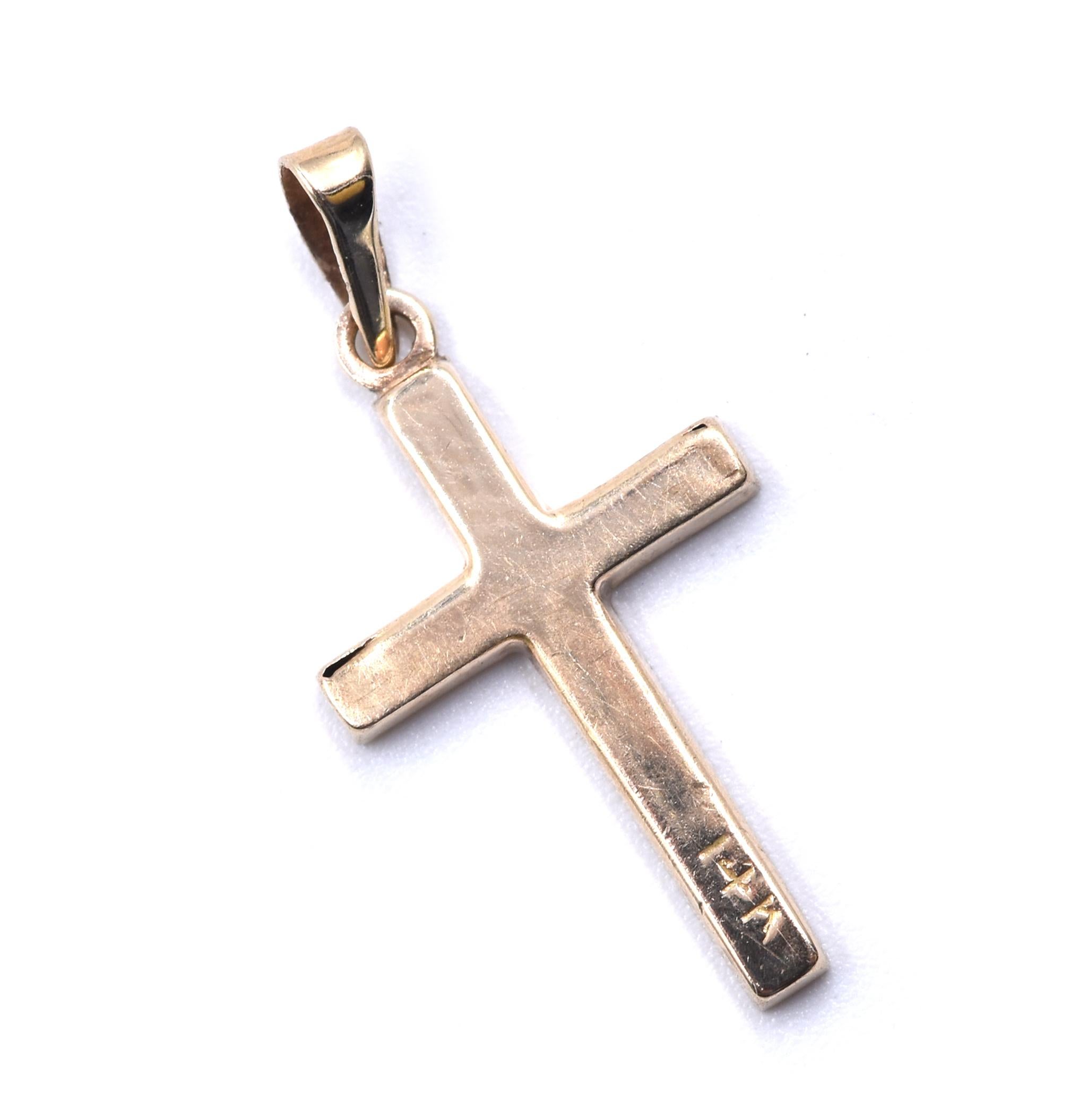 Women's or Men's 14 Karat Yellow Gold Cross Pendant