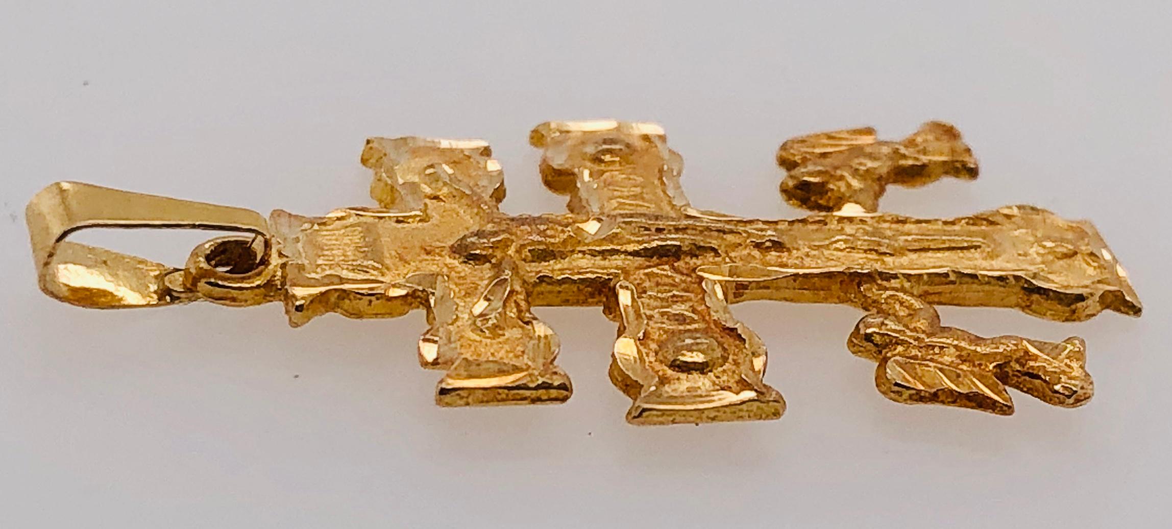 Modern 14 Karat Yellow Gold Cross / Religious Pendant