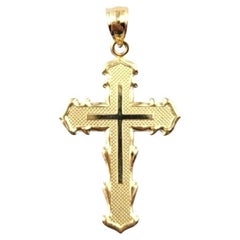 14 Karat Yellow Gold Cross "Trust the Lord" Pendant #21508