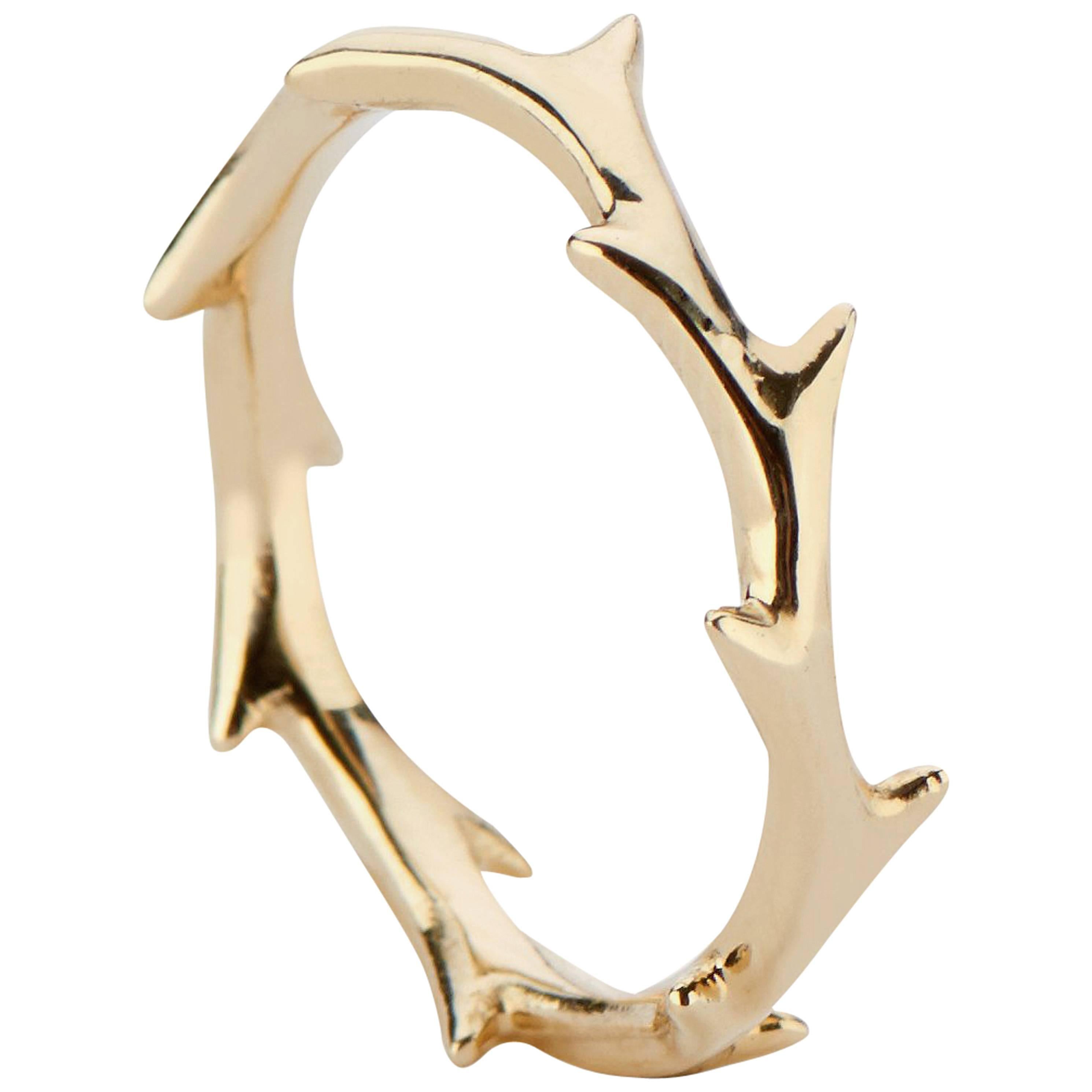 14 Karat Yellow Gold Crown of Thorns Band Ring For Sale