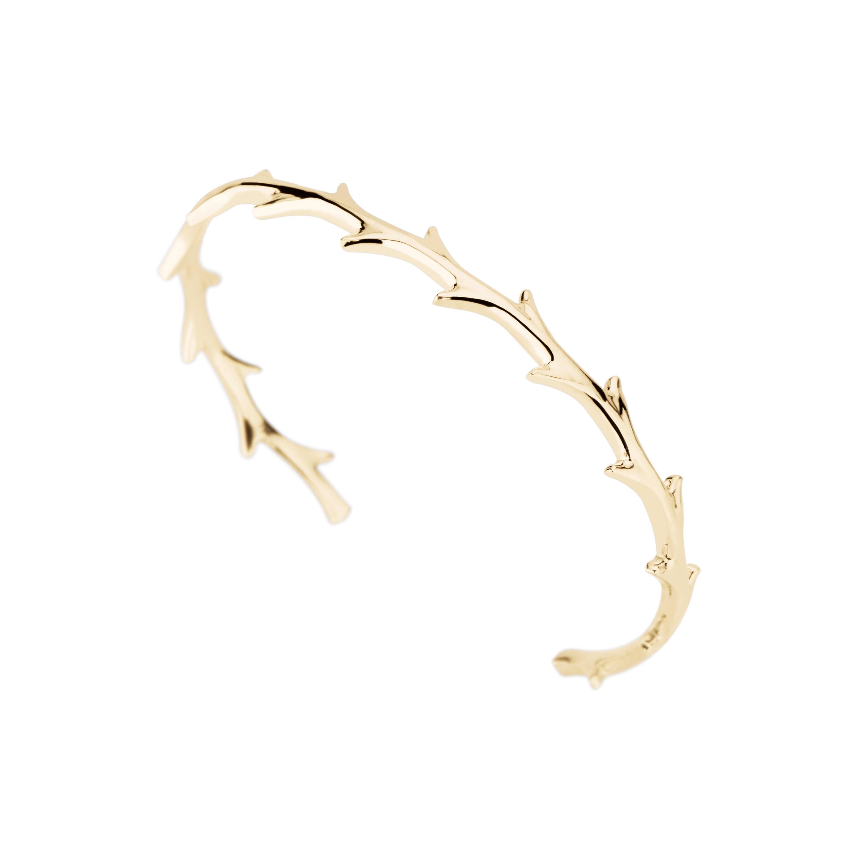 14 Karat Yellow Gold Crown of Thorns Cuff Bracelet For Sale