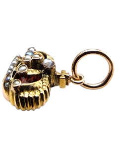 14 Karat Yellow Gold Crown Pendant with Pearls #24243