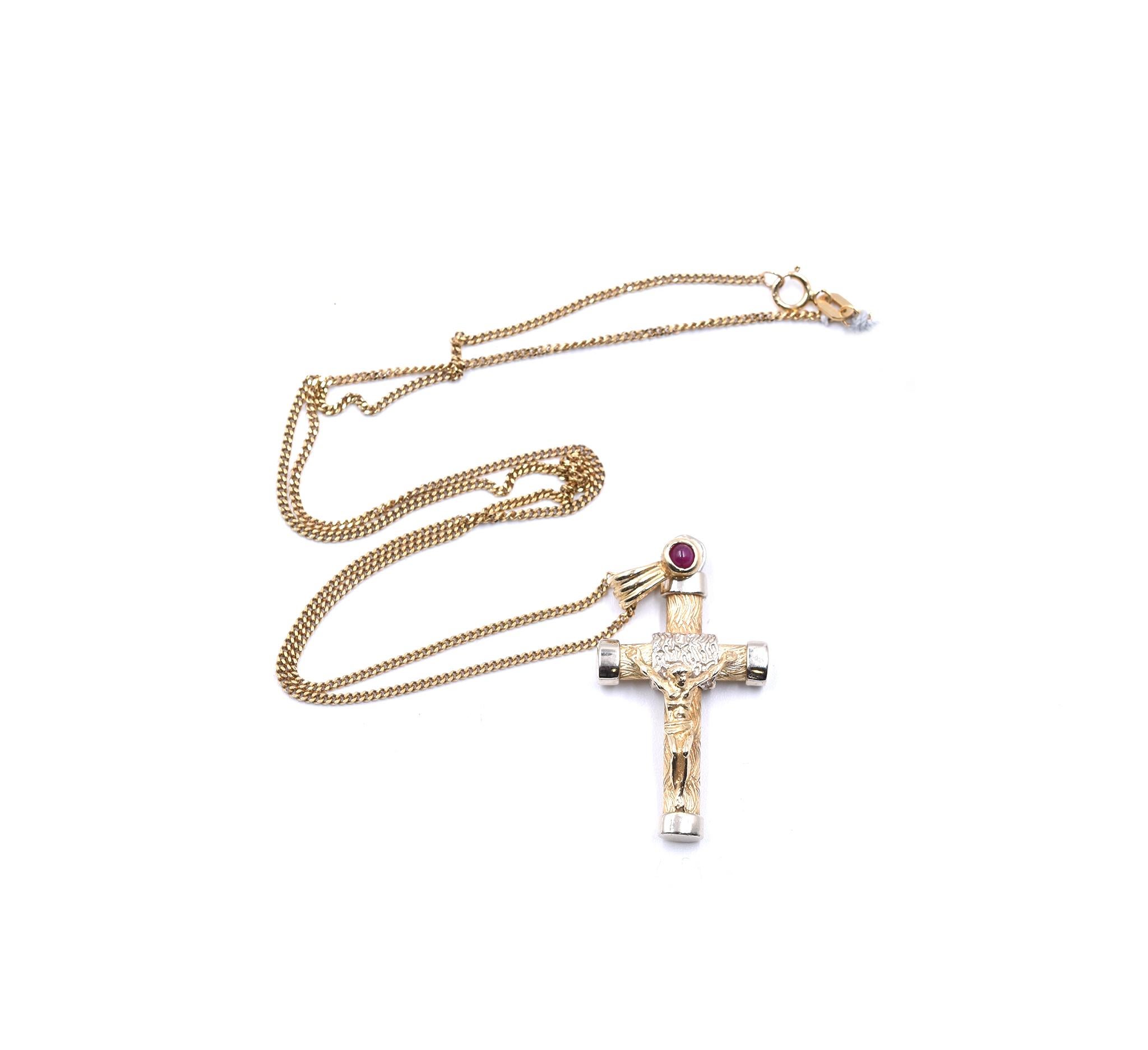 Women's or Men's 14 Karat Yellow Gold Crucifix Cross Necklace