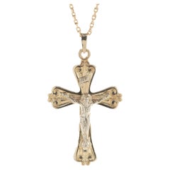 14 Karat Yellow Gold Crucifix Cross Necklace