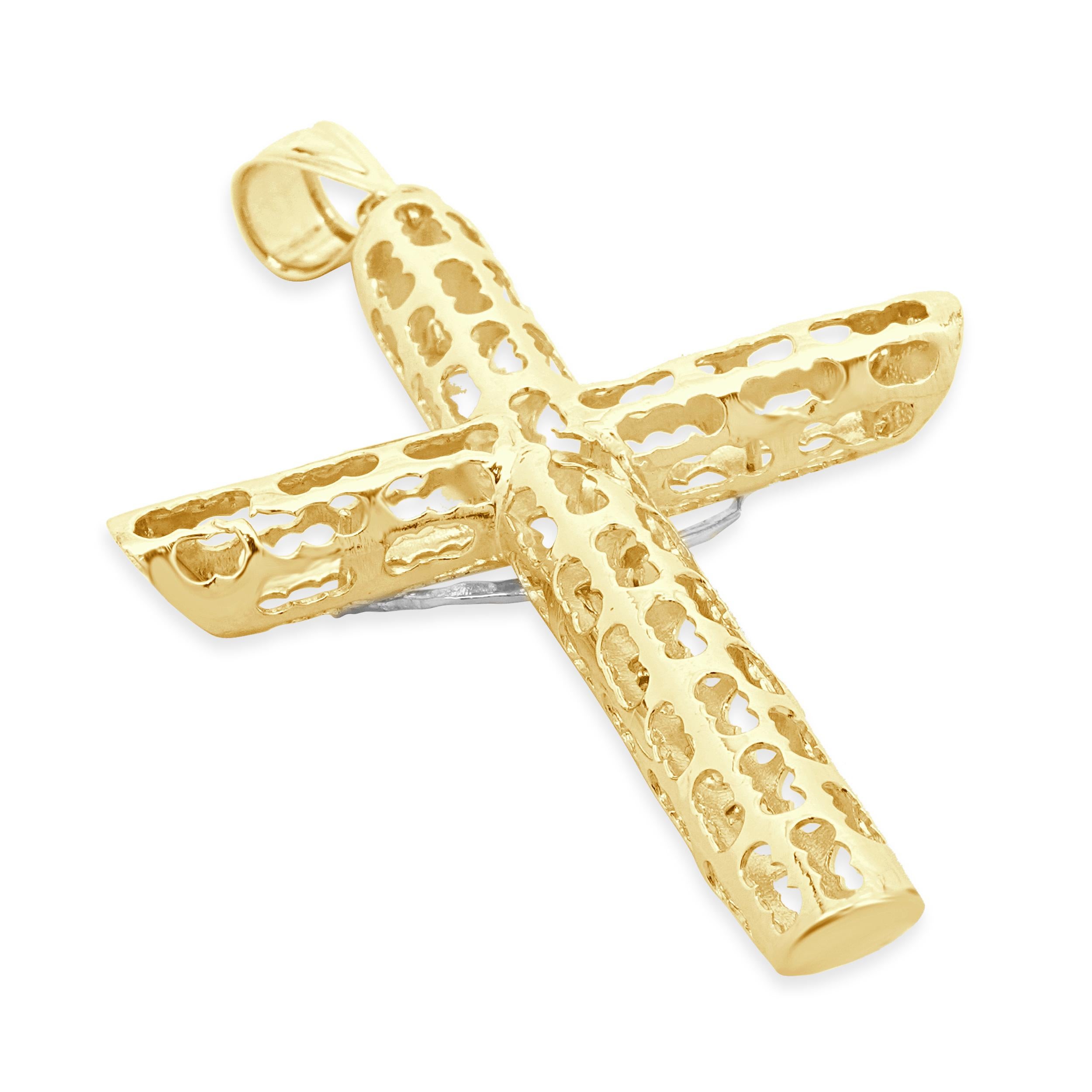 Ciondolo a forma di croce con crocifisso in oro giallo 14 carati In condizioni ottime in vendita a Scottsdale, AZ