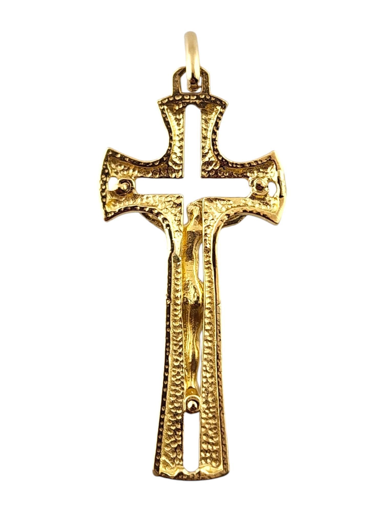 Women's 14 Karat Yellow Gold Crucifix Pendant #18539 For Sale