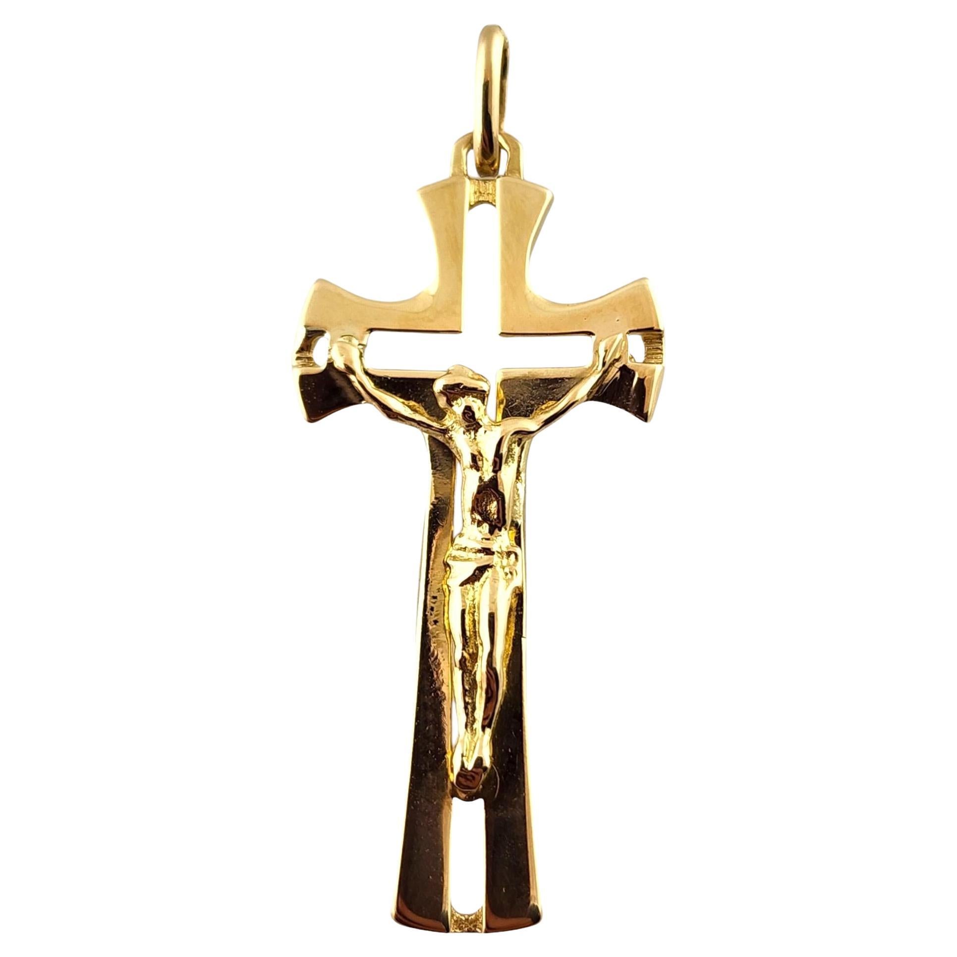 14 Karat Yellow Gold Crucifix Pendant #18539 For Sale