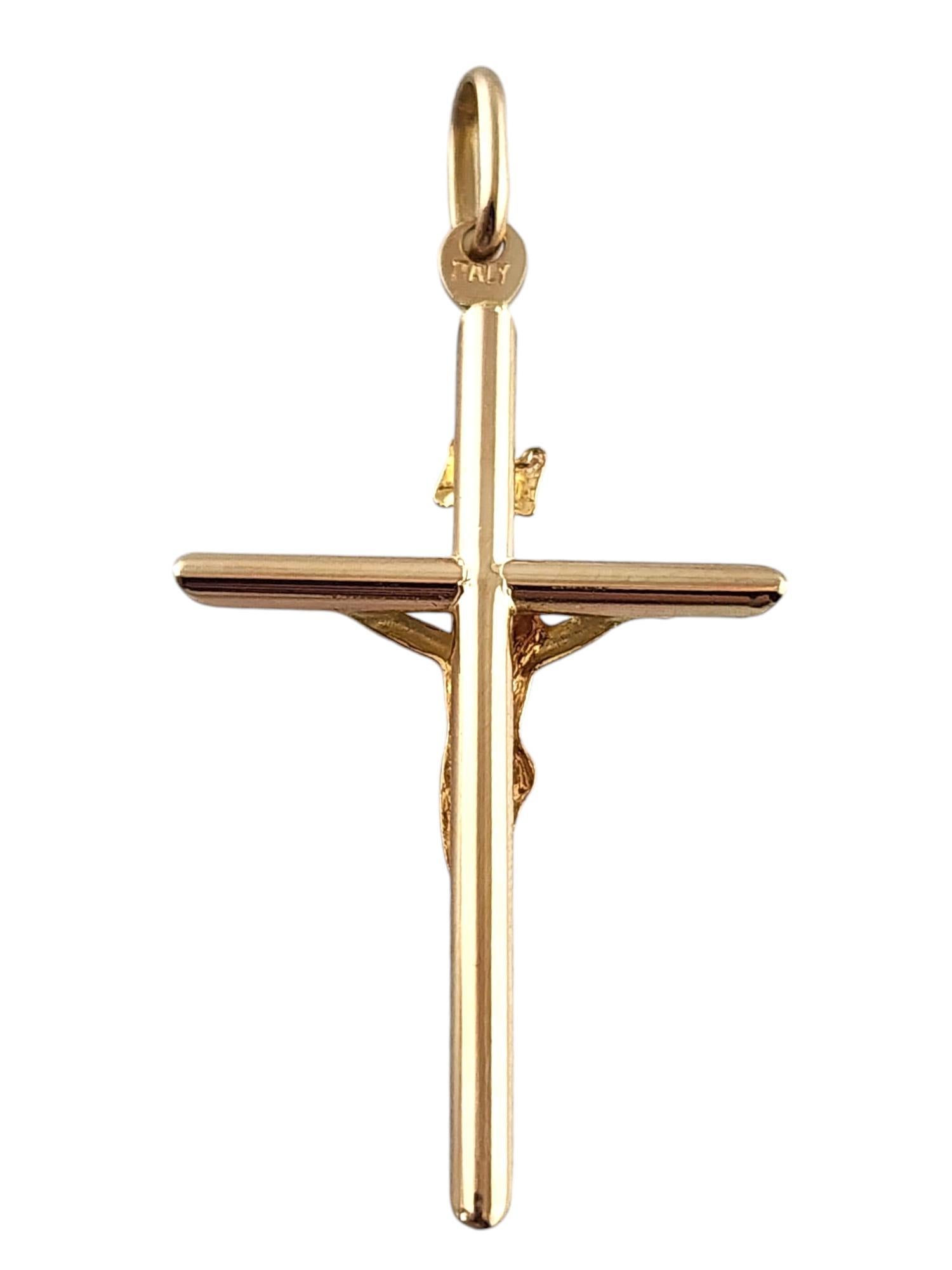 Women's 14 Karat Yellow Gold Crucifix Pendant #19296 For Sale