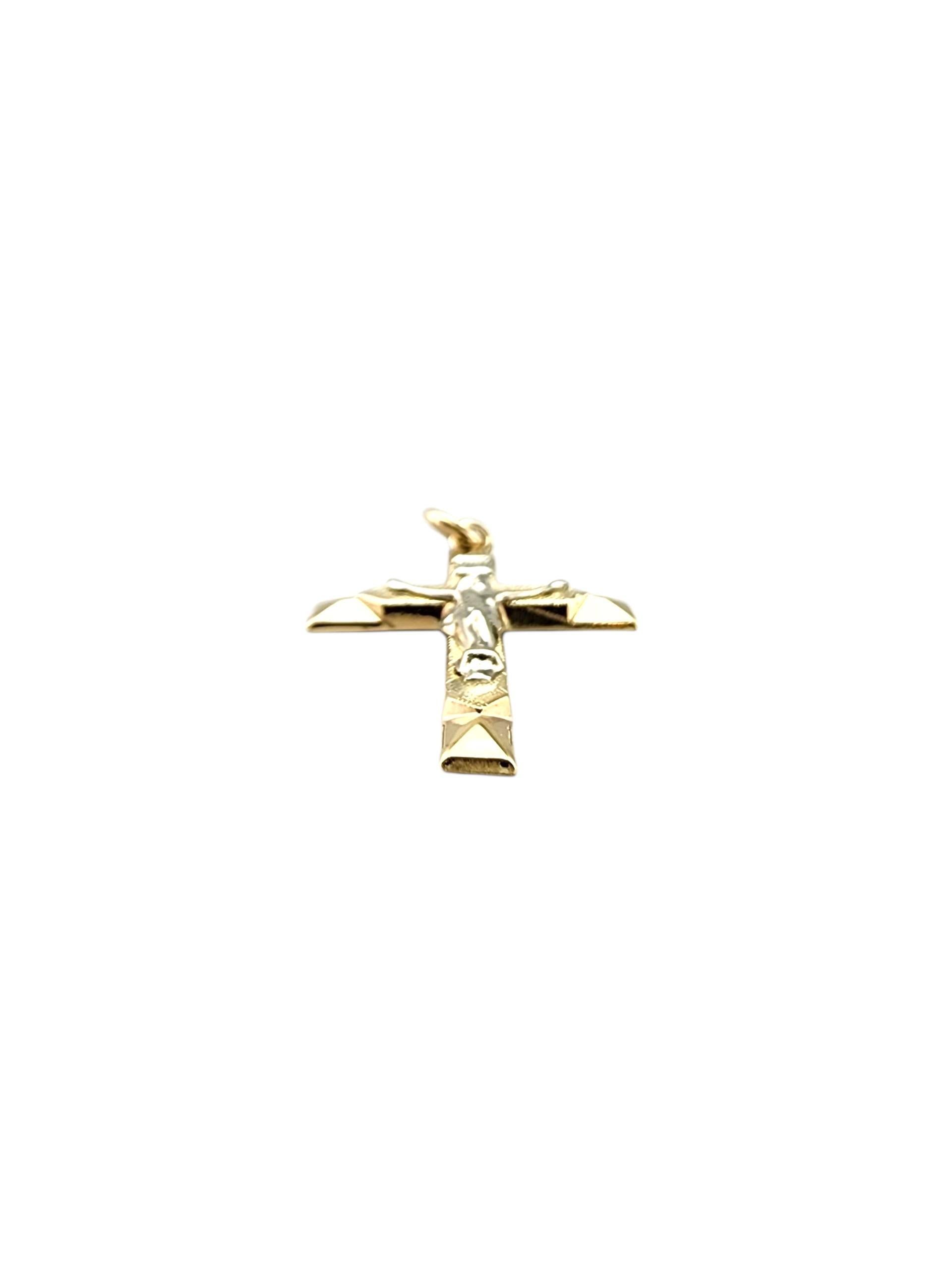 Pendentif Crucifix en or jaune 14 carats #23284 en vente 1