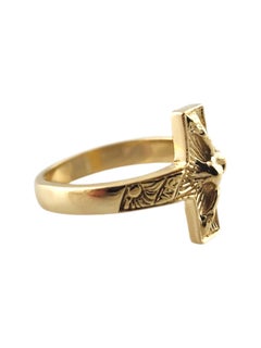 14 Karat Yellow Gold Crucifix Ring Size 8.25 #18424