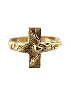 14 Karat Yellow Gold Crucifix Ring Size 8.25 #18424