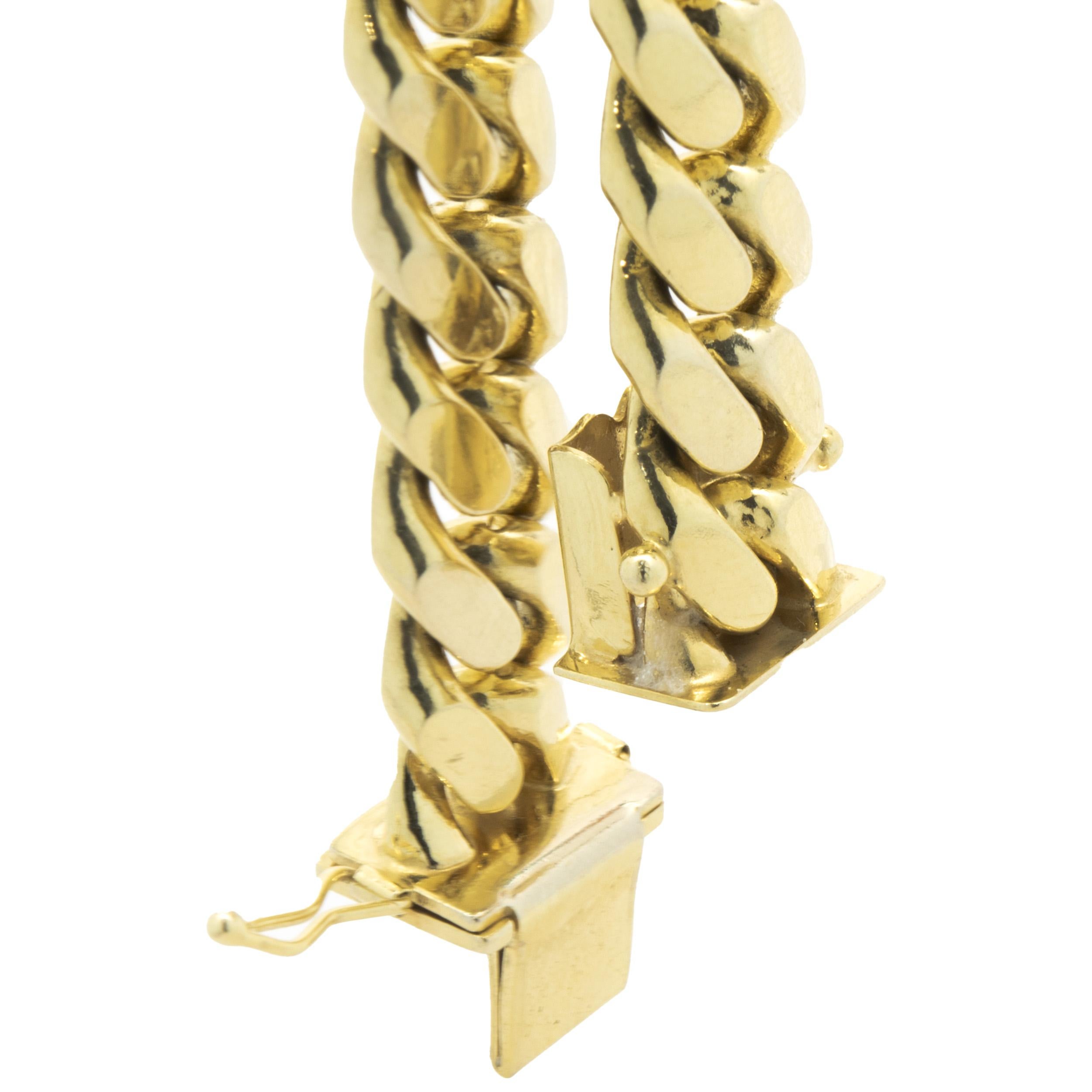 Women's 14 Karat Yellow Gold Cuban Link Bracelet For Sale