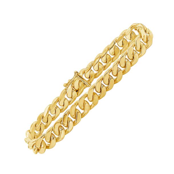 14 Karat Yellow Gold Cuban Link Chain Bracelet For Sale at 1stDibs | 14 ...