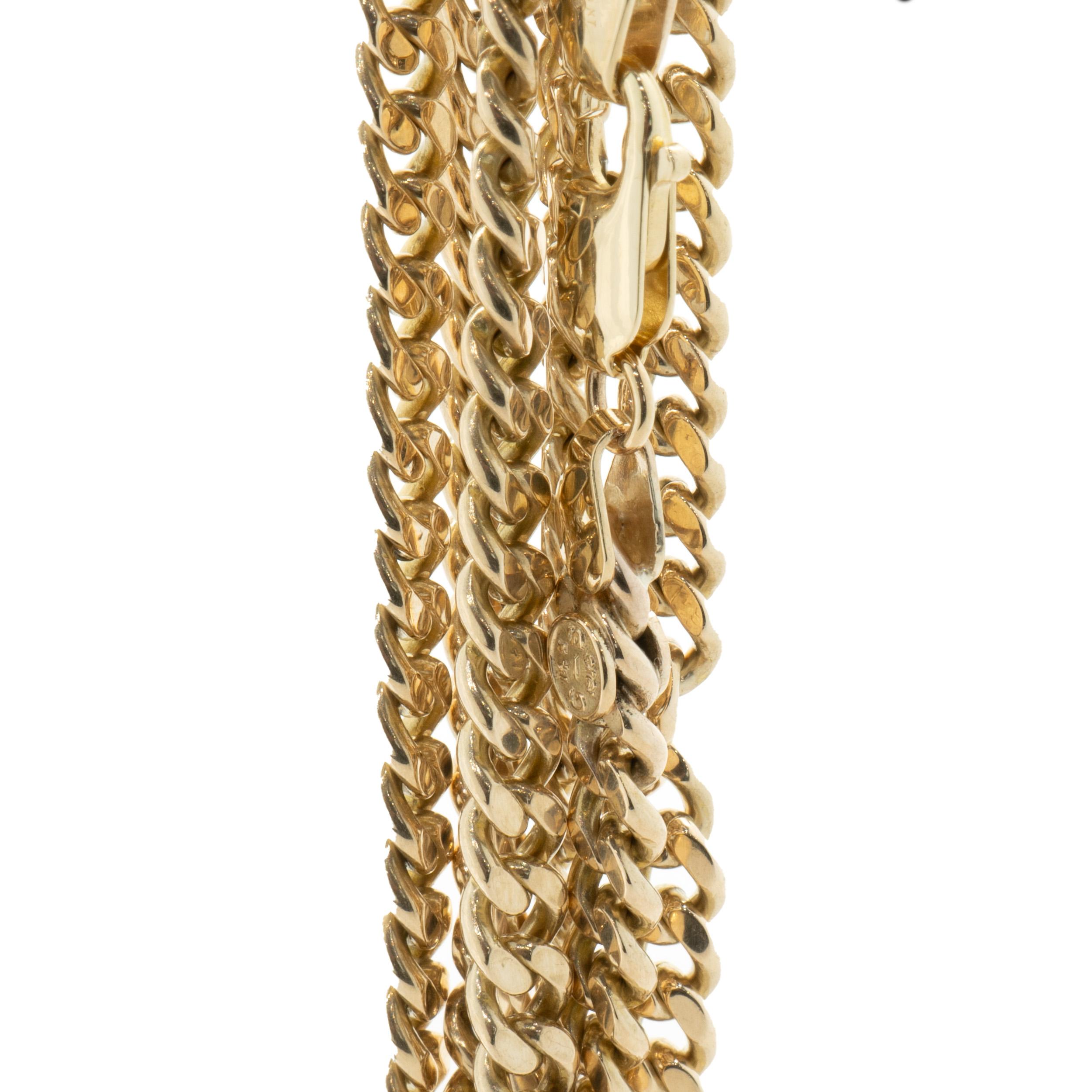 Women's or Men's 14 Karat Yellow Gold Cuban Link Chain Necklace