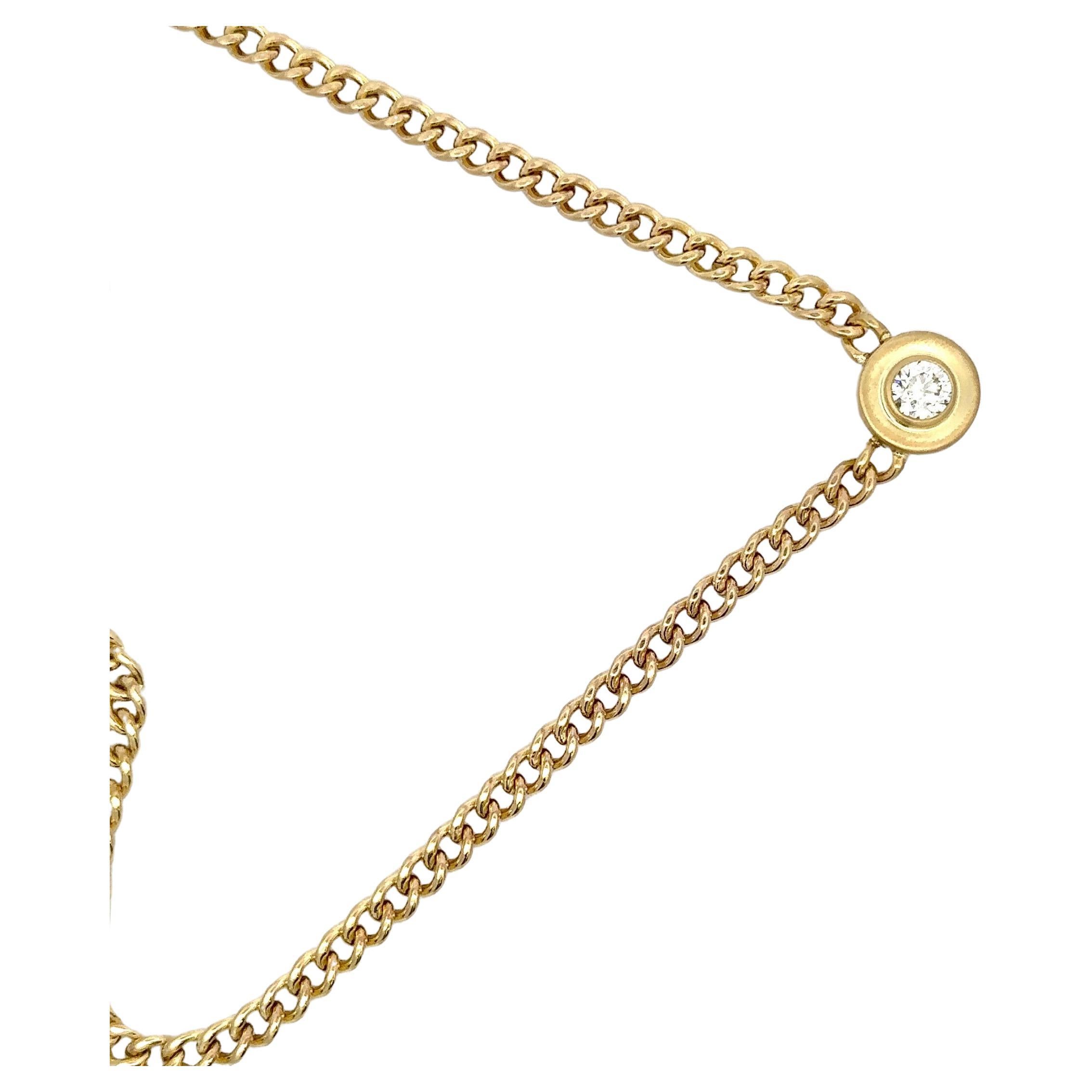 14 Karat Gelbgold Kubanische Glieder-Diamant-Anhänger-Halskette 1,11 Karat  im Zustand „Neu“ im Angebot in New York, NY
