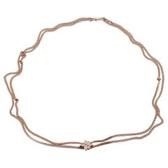 14 Karat Yellow Gold Cuban Link Necklace with Seed Pearl Pendant