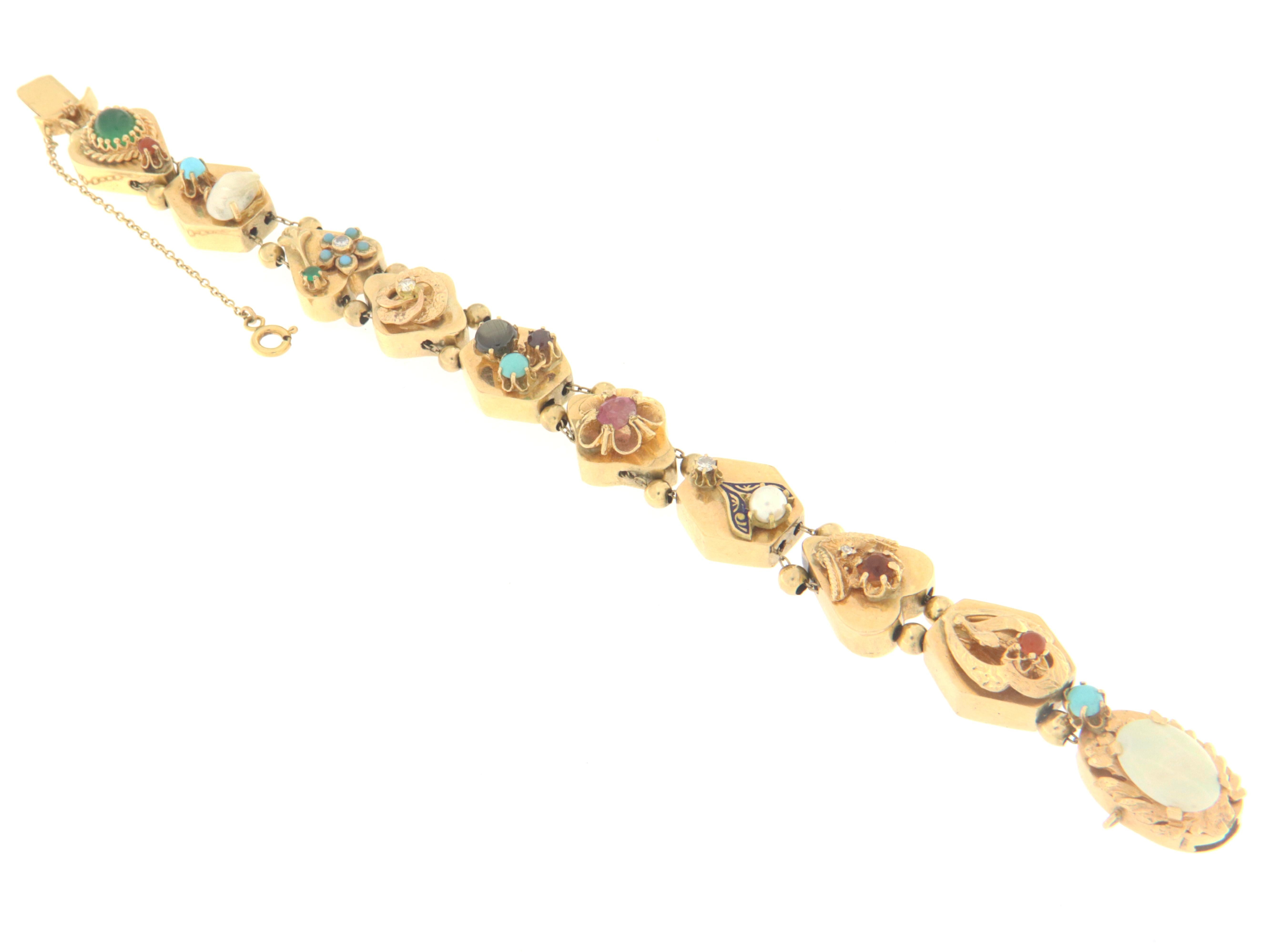 Artisan  14 Karat Yellow Gold Cuff Bracelet For Sale