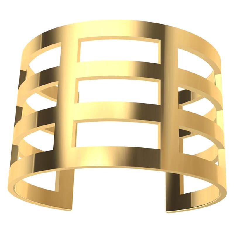 14 carats  Bracelet manchette en or jaune en vente