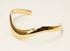 14 Karat Yellow Gold Cuff Bracelet Scandinavian Modern Minimalist Design